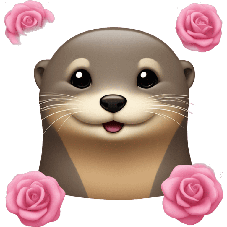 Loutre dans une couverture rose  emoji