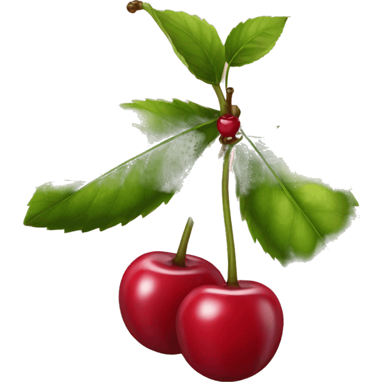 Two cherries but the stems have a bow on the top emoji