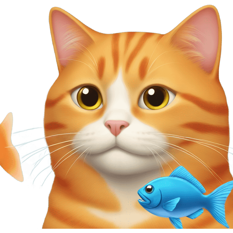 orange cat with a fish emoji