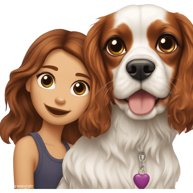 Cavalier King Charlie’s spaniel with girl emoji