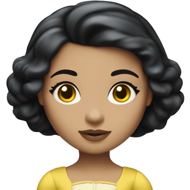 princess Snow White, black color. Doll eyes and medium yellow skin emoji