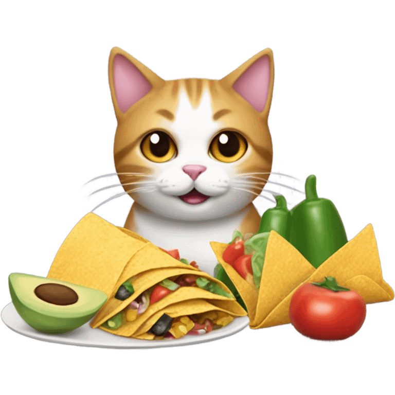 Cat with Mexican food emoji