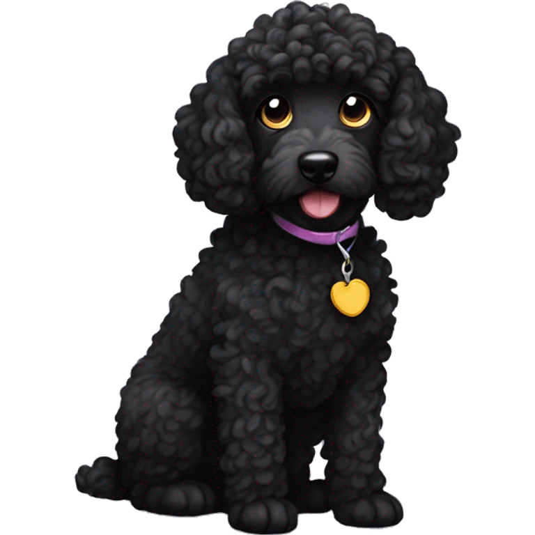 black doodle dog curly emoji