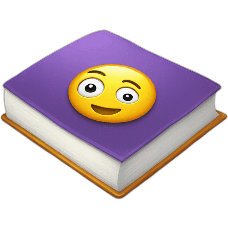 big round shiny emoji reading book emoji