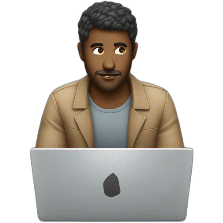 man researching on his laptop emoji