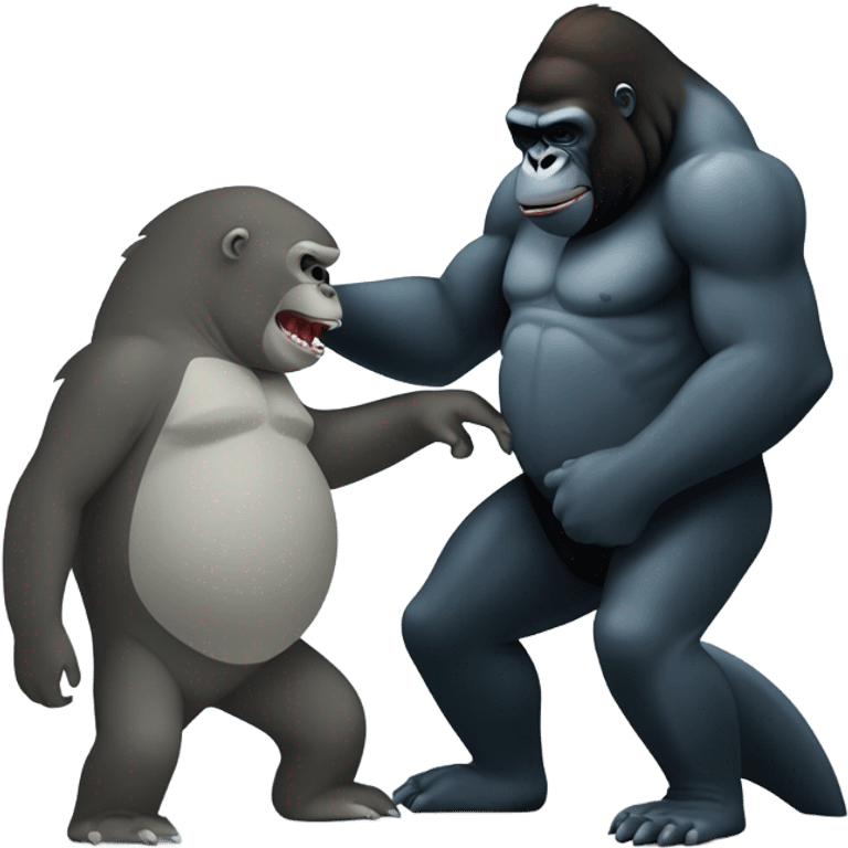 Shark with a gorilla kissing emoji