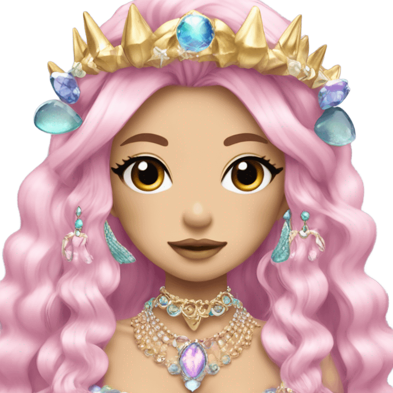 mermaid hime gyaru girl with pointy ears, jewerly emoji