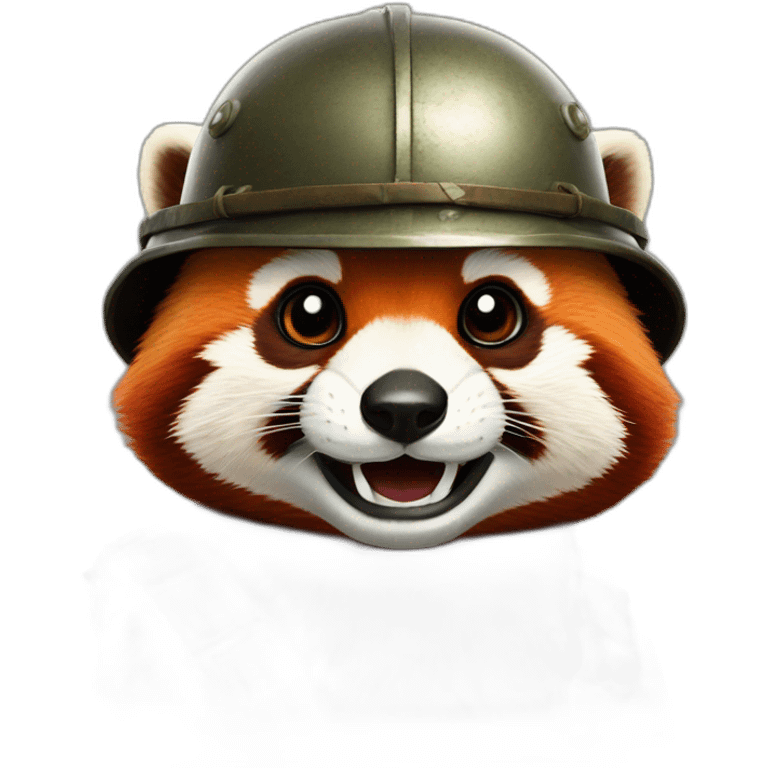 red panda with old german war helmet emoji