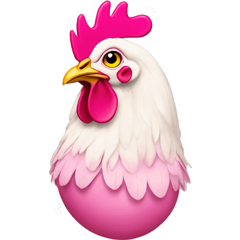 chicken wearing pink drag queen wig and makeup emoji