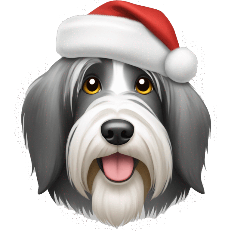 Bearded collie with Christmas hat  emoji