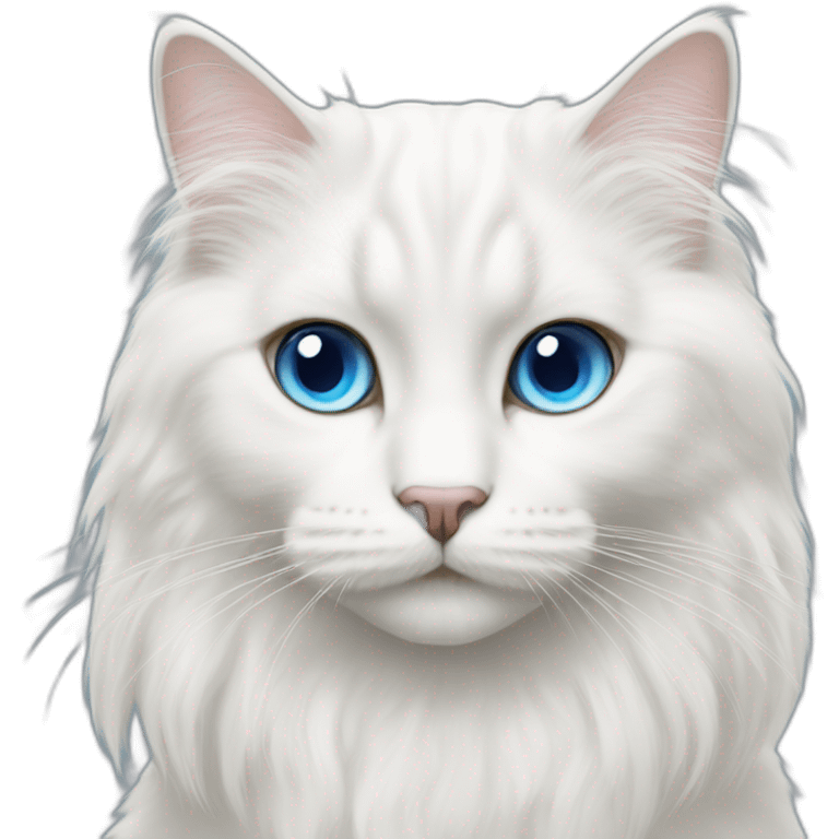 white britisch longhair cat with Blue eyes emoji