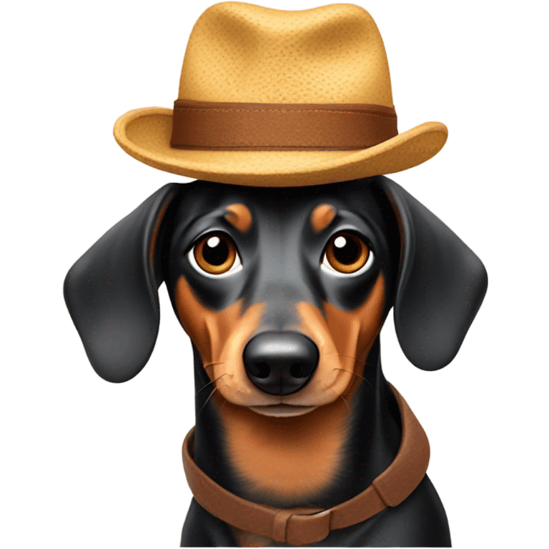 Weiner dog wearing a hat emoji