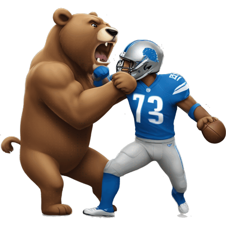 Detroit lion punching a bear emoji