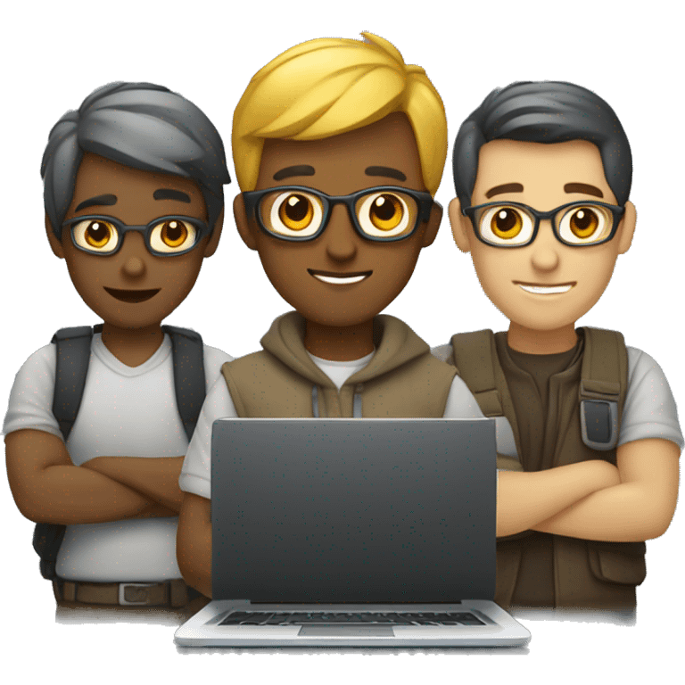 group of developers with a laptop emoji