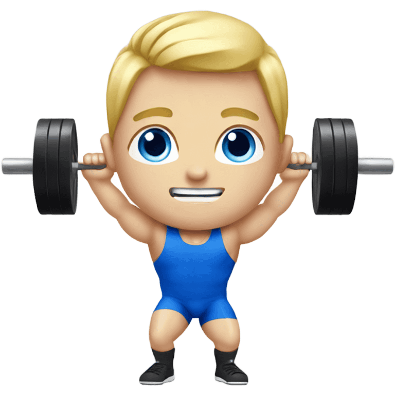 Blond blue eyes male Weightlifter emoji