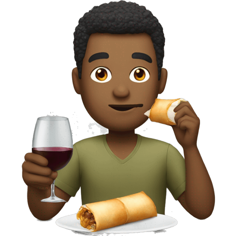  Man drinking wine eating egg roll emoji