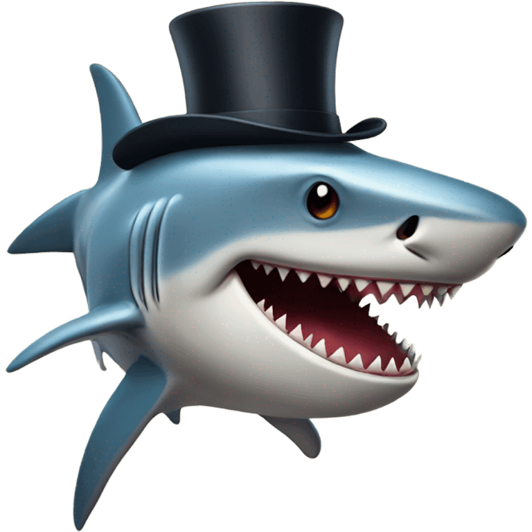 Shark with a top hat emoji