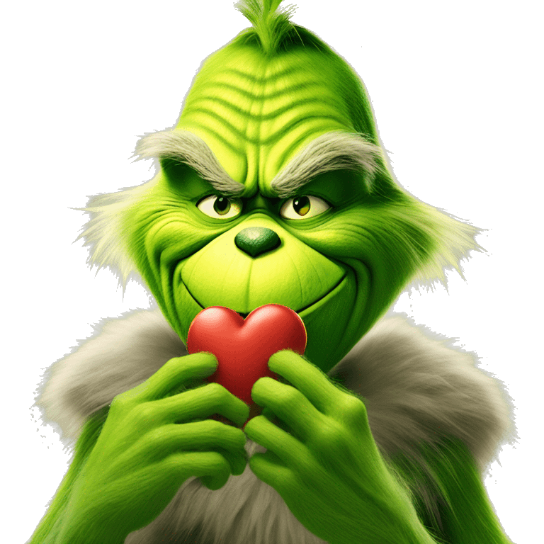 The grinch making a heart with his hands emoji