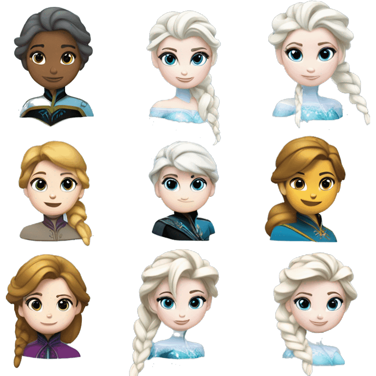 un pato con cuerpo azul, cabeza blanca y trenza con cabello blanco como Elsa de frozen emoji