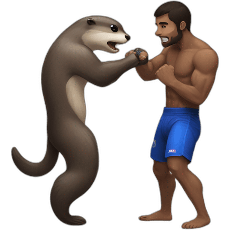 otter practicing mma with a dark haired guy emoji