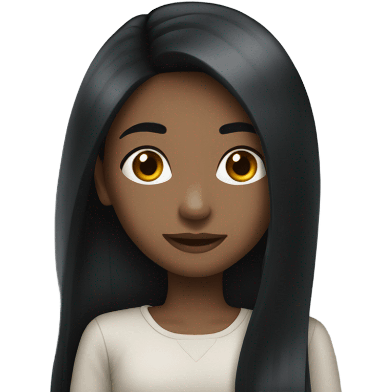 Straight long black hair girl emoji