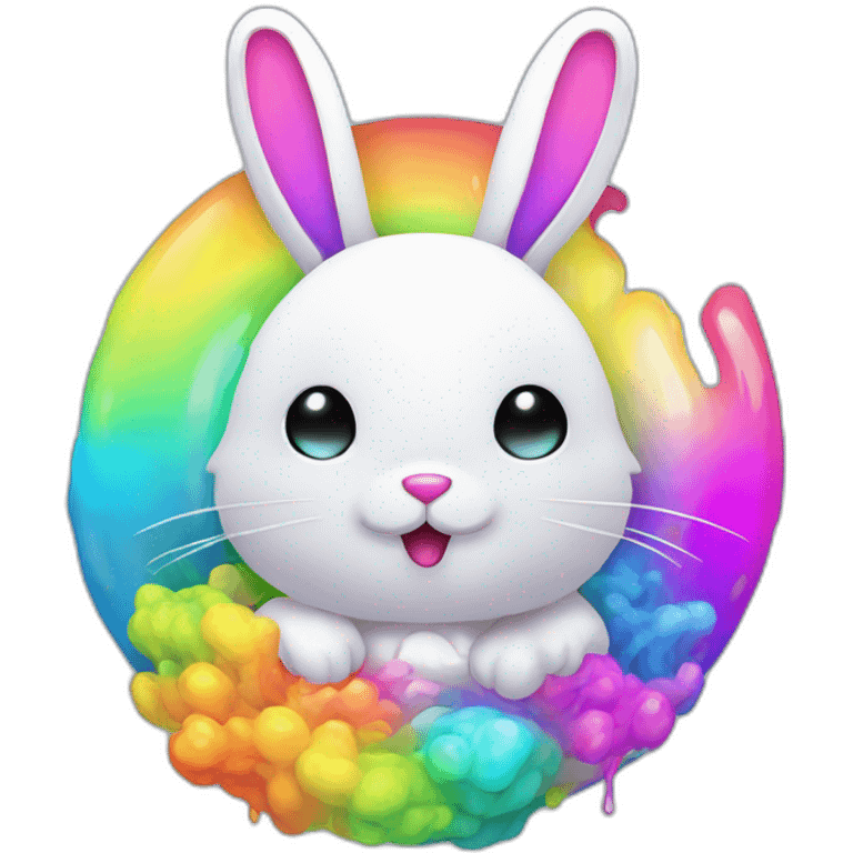 wonderland bunny tech glitchy rainbow colors vector art emoji