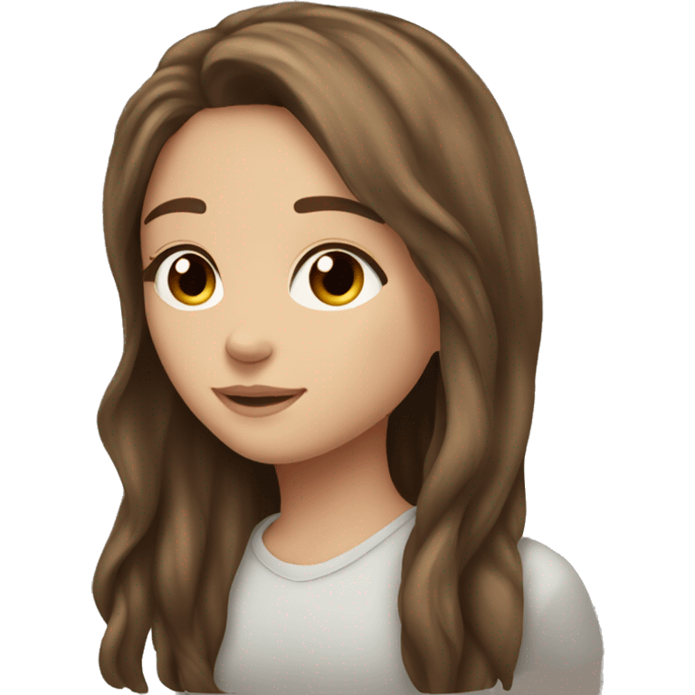 very pretty brown hair brown eye fair skin long hair girl emoji