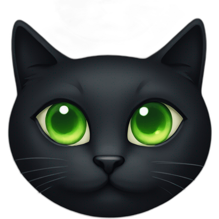 A black cat with a green eye and long hair  emoji