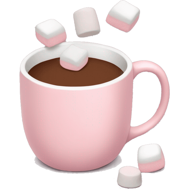 Light Pink mug of hot chocolate with marshmallows  emoji