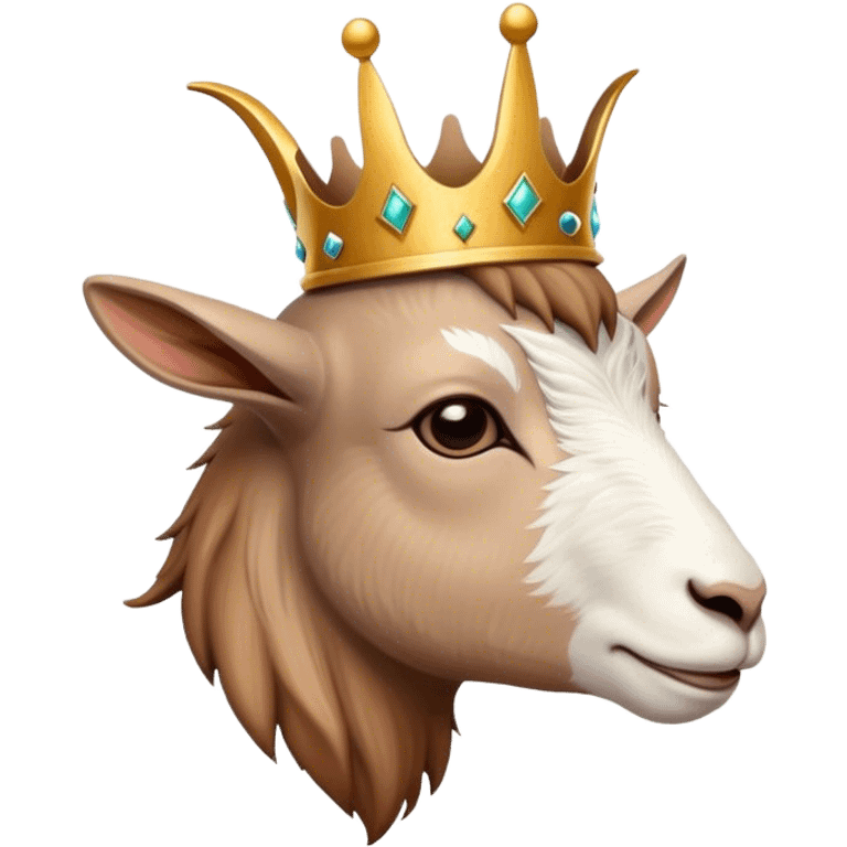 Side view of a goat with a crown emoji