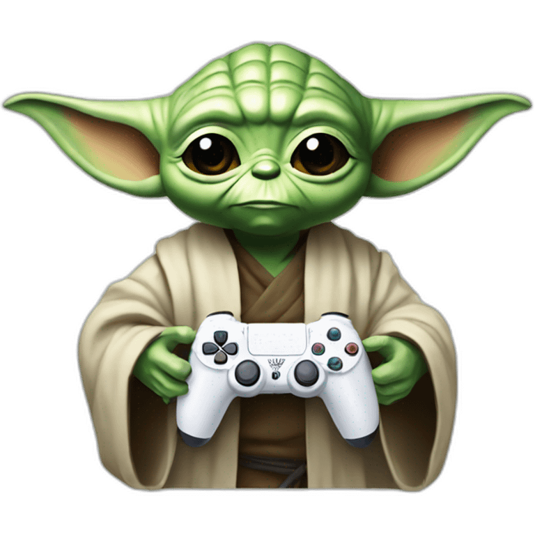 Yoda holding a ps5 controller emoji