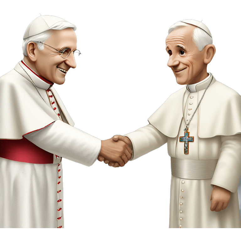 Pope John Paul holding hands with pope Benedict  emoji