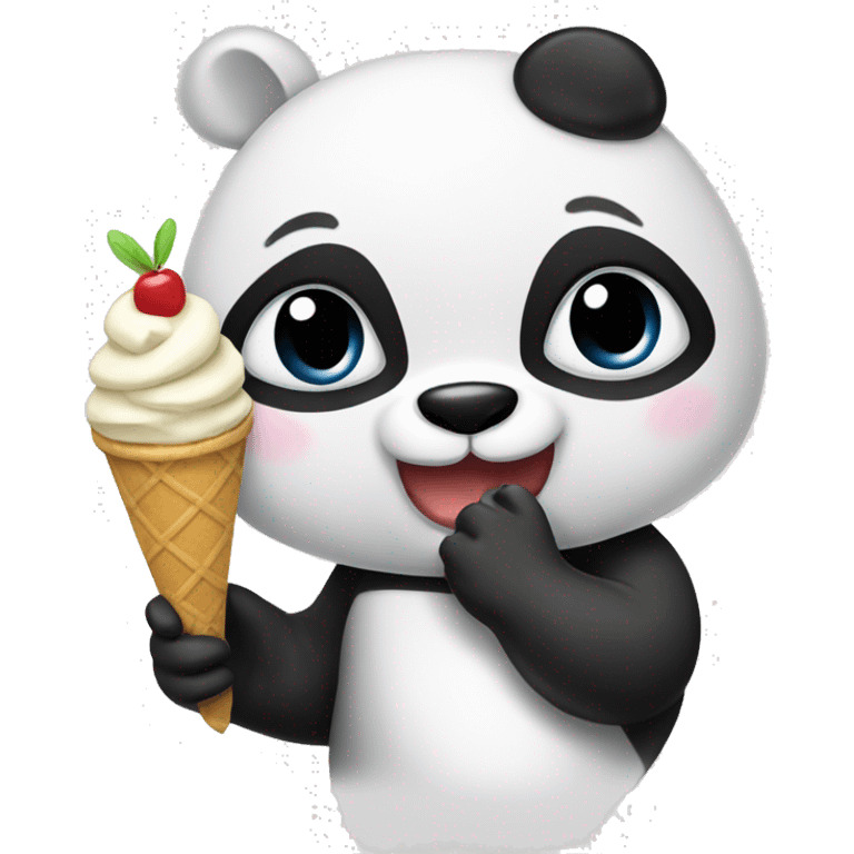 Panda eating ice cream emoji