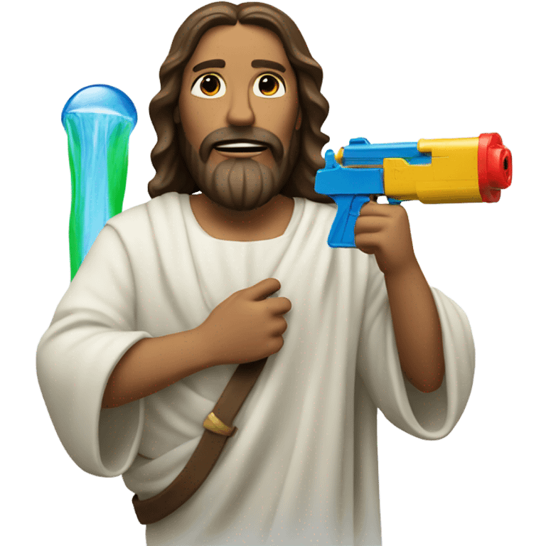 Jesus with a water gun emoji