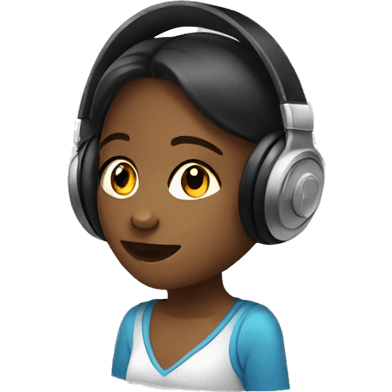 Girl listening a music on headphones  emoji