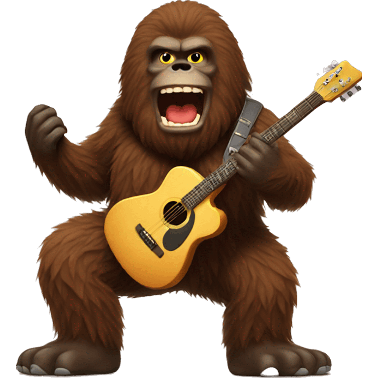 Bigfoot with a guitar emoji