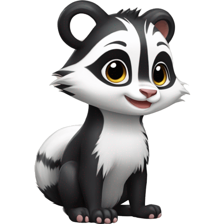 Cute skunk-panda-raccoon-ferret-cat-hybrid full body emoji