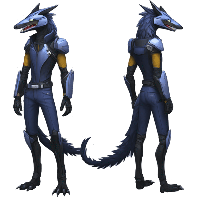 Full body Edgy Anthro Futuristic Mechanical Sergal-raptor-nargacuga-vernid emoji