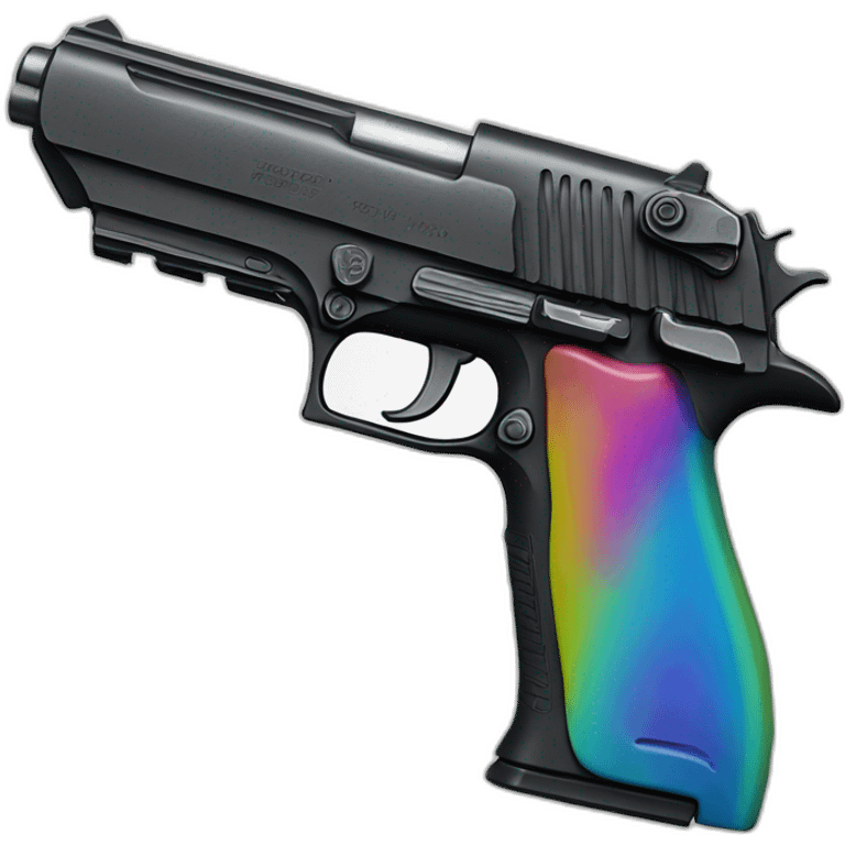 detailled desert eagle with colors emoji