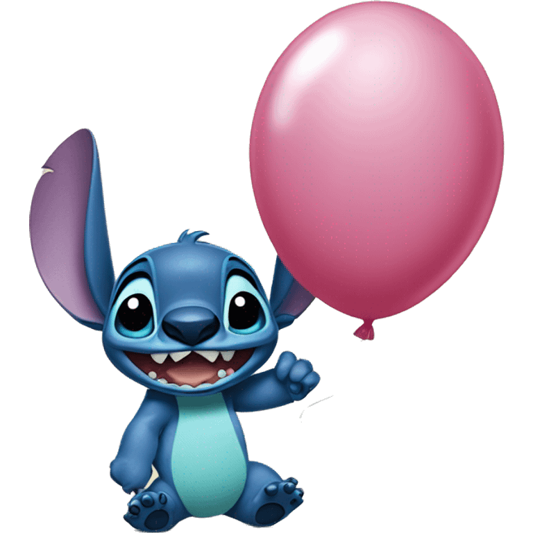 Stitch from Lilo and stitch holding a balloon emoji