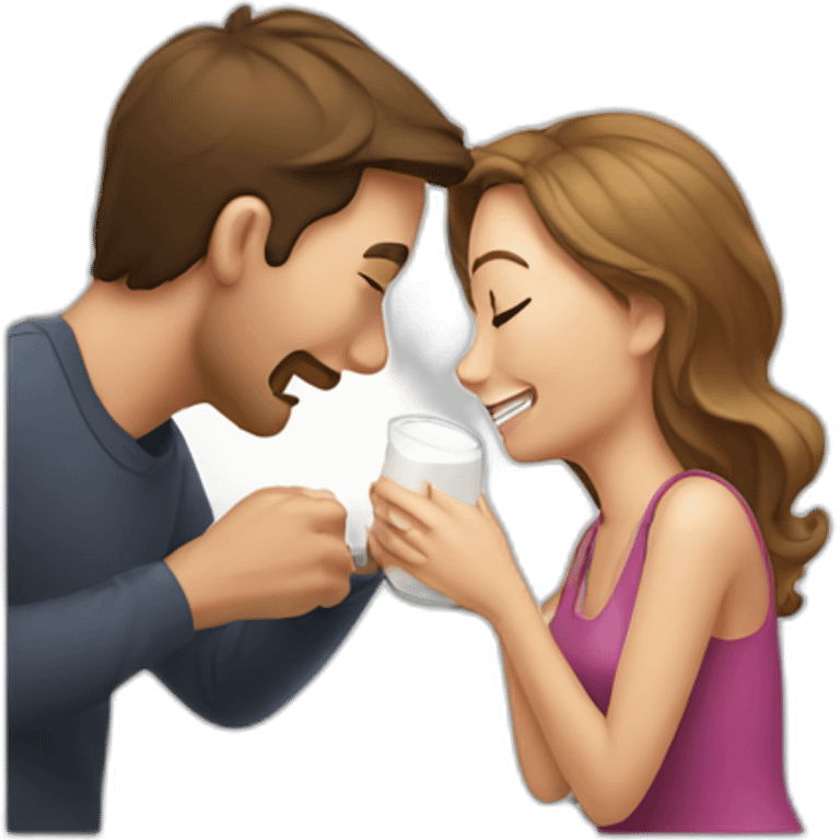 A man spilling a glass of milk on a woman emoji