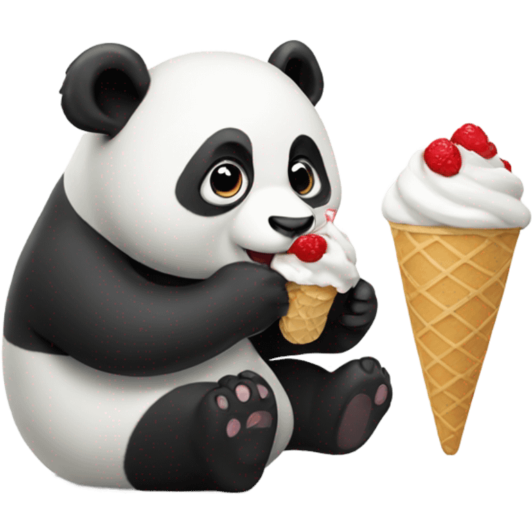 Panda eating ice cream emoji