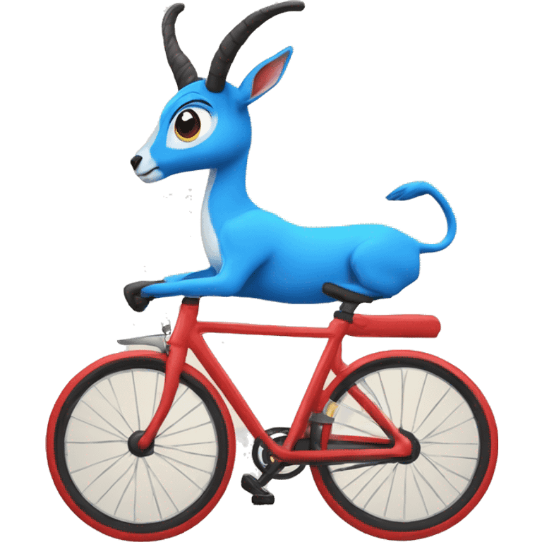 une gazelle bleue sur un velo rouge emoji