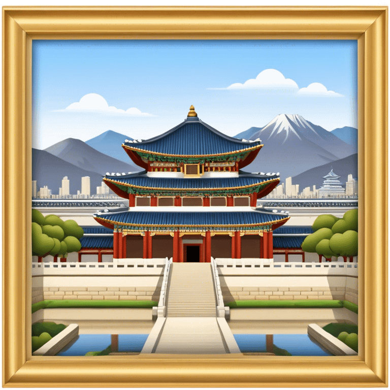 Cinematic Realistic Gyeongbokgung Palace Landmark Emoji, depicted with regal historic architecture rendered with intricate detail and majestic, dynamic lighting. emoji