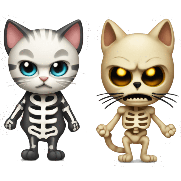 cat and angry skeleton emoji