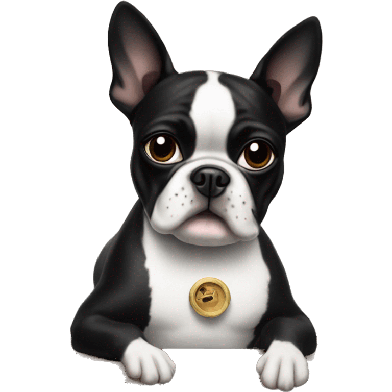 Boston terrier on a cruise ship emoji