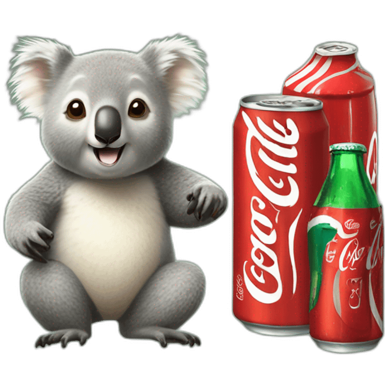 Koala and quokka with Coca Cola emoji