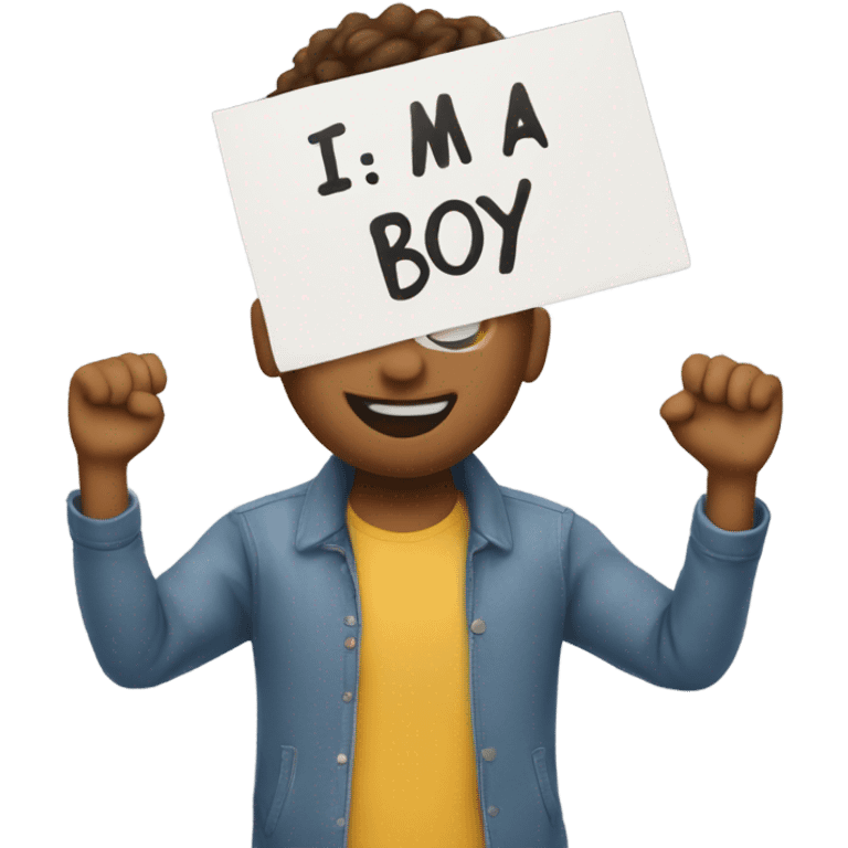 Guy holding up a sign that’s says I’m a good boy emoji