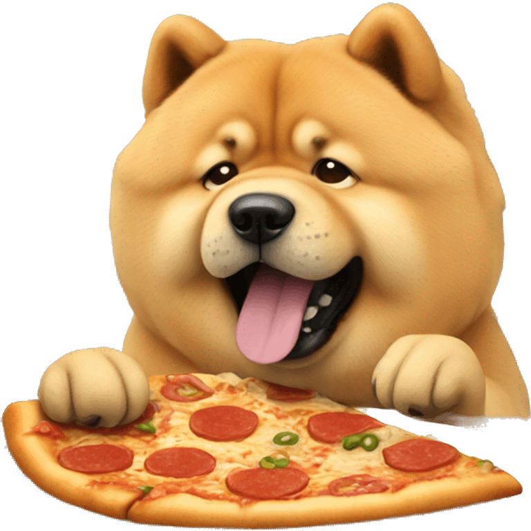 chow chow eating pizza  emoji