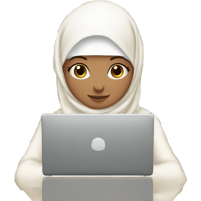 white hijabi girl with a laptop emoji